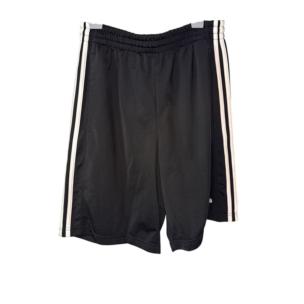 Adidas Black Athletic Shorts with Classic Stripes Mens Size M